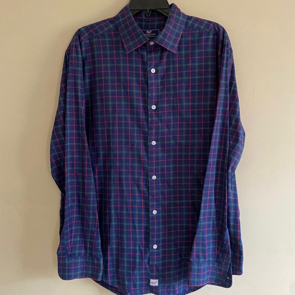 Vineyard Vines Mens Classic Fit Tucker Shirt Sz M - Blue  Plaid